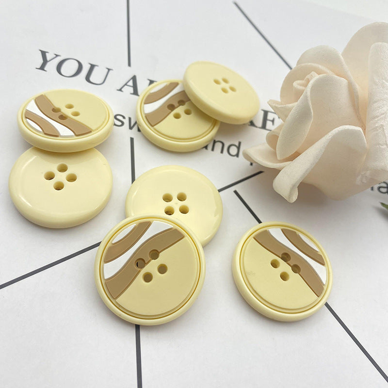 Boutons ronds en résine en caoutchouc 25/28 mm, pack de 48 (4 couleurs mélangées)