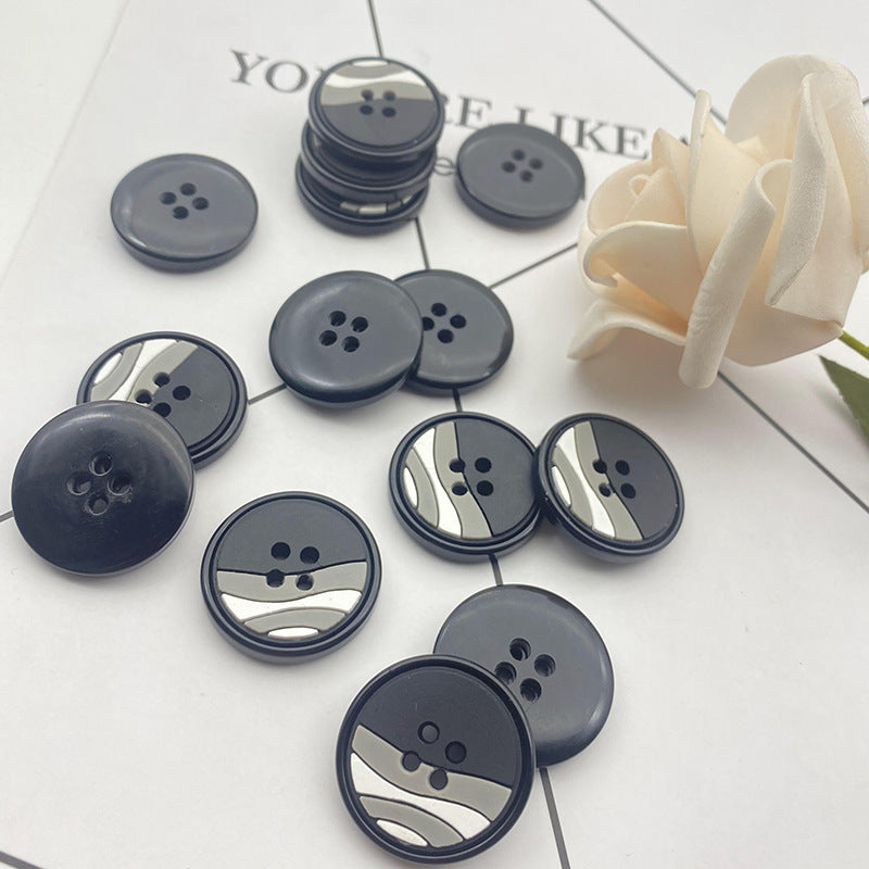 Boutons ronds en résine en caoutchouc 25/28 mm, pack de 48 (4 couleurs mélangées)