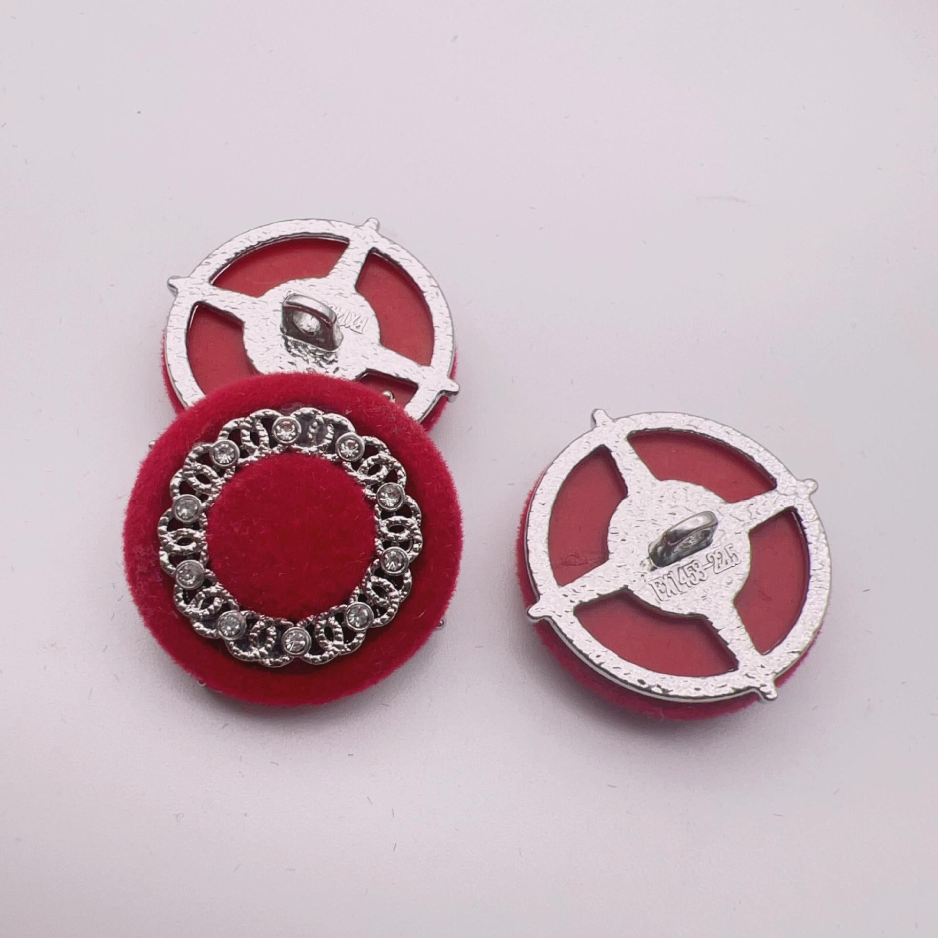 25mm Round Crystal Bead Velvet Metal Buttons 50 Pack