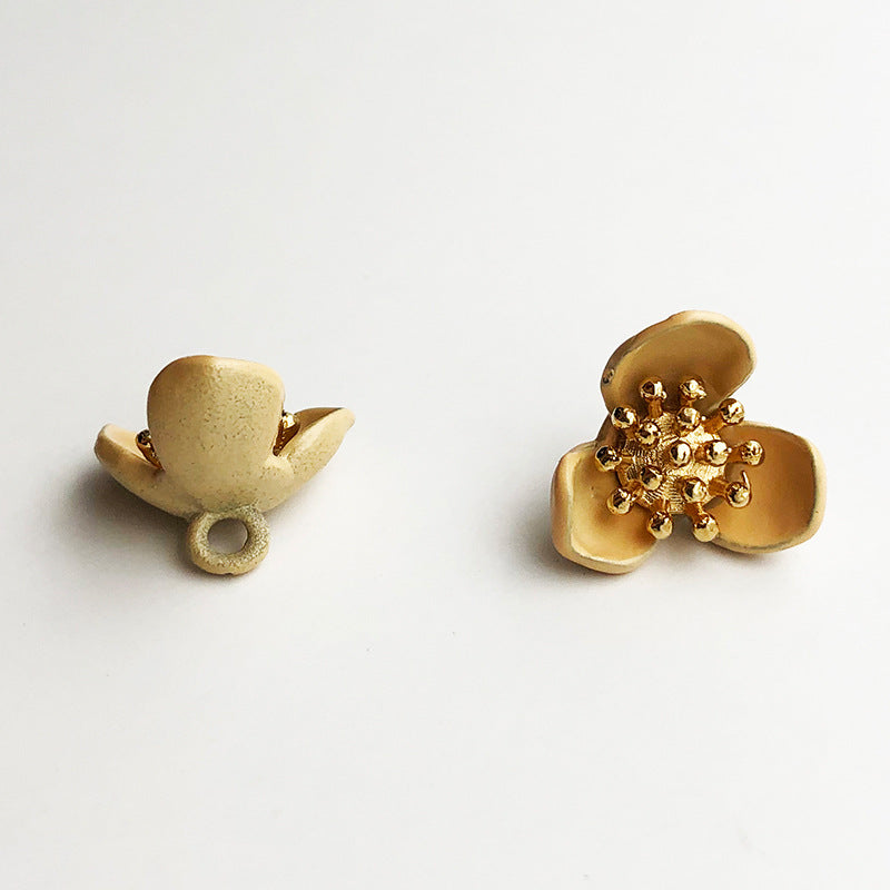 Botones de metal con vástago estilo flor de 15 mm con estambres, paquete de 48