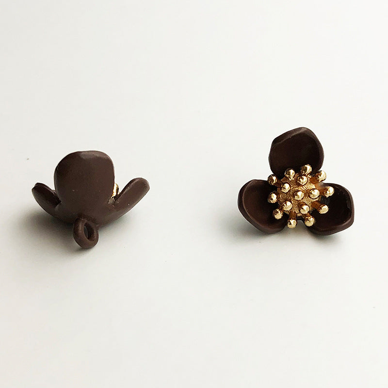 Botones de metal con vástago estilo flor de 15 mm con estambres, paquete de 48