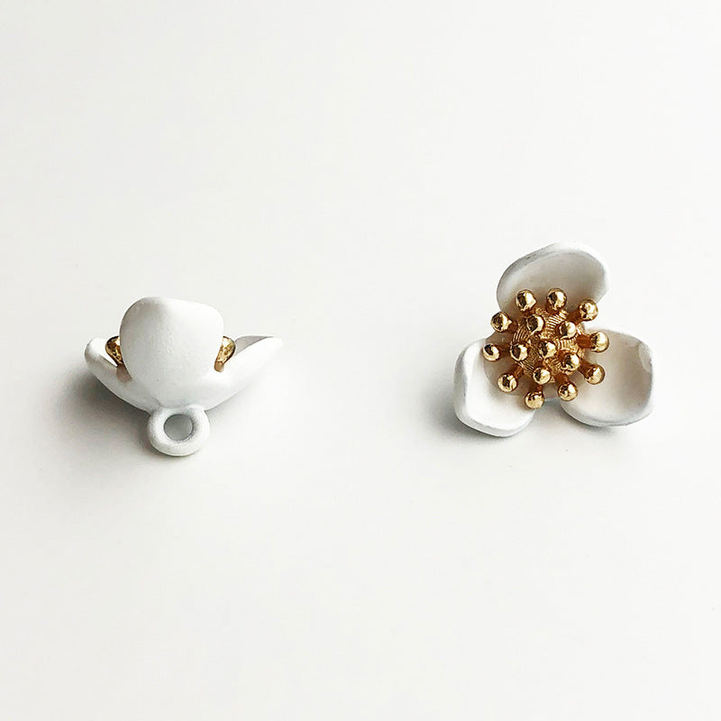 Botones de metal con vástago estilo flor de 15 mm con estambres, paquete de 48