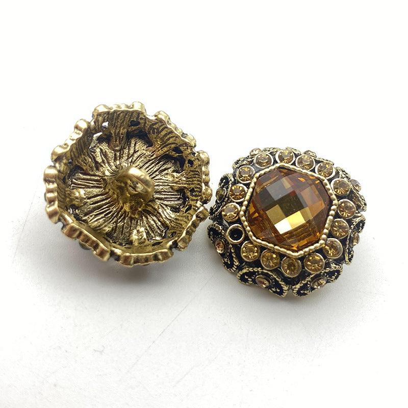 25 mm Solid Color Bead-Studded Bronze Alloy Coat Buttons 50 Pack