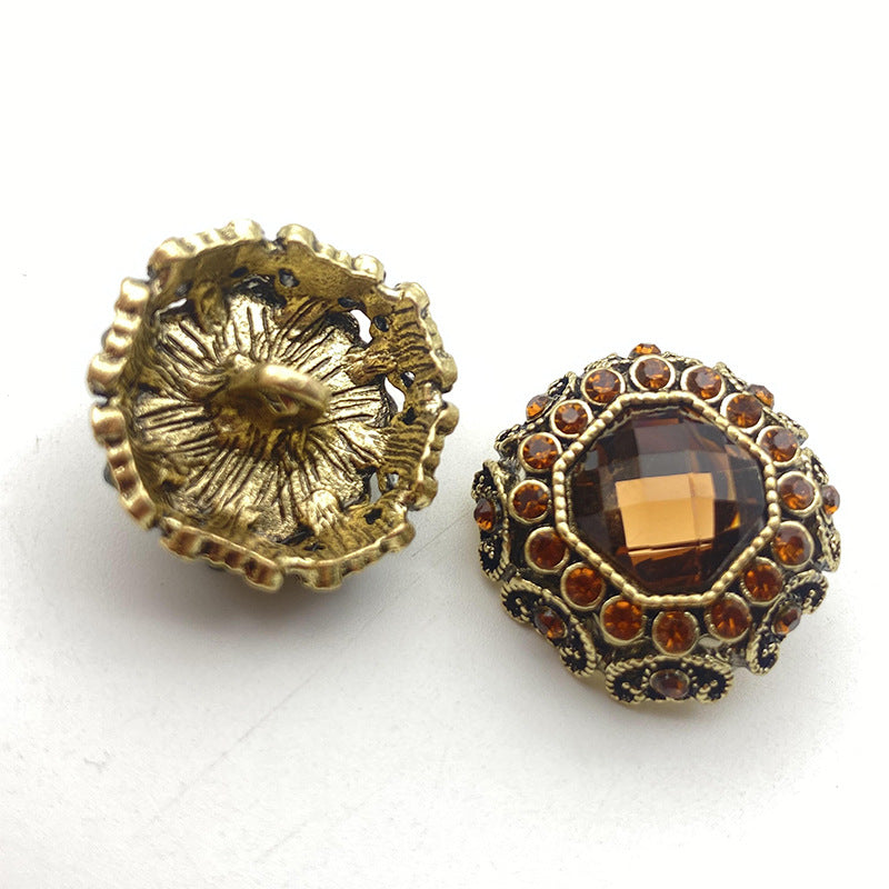 25mm Solid Color Bead-Studded Bronze Alloy Coat Buttons 50 Pack
