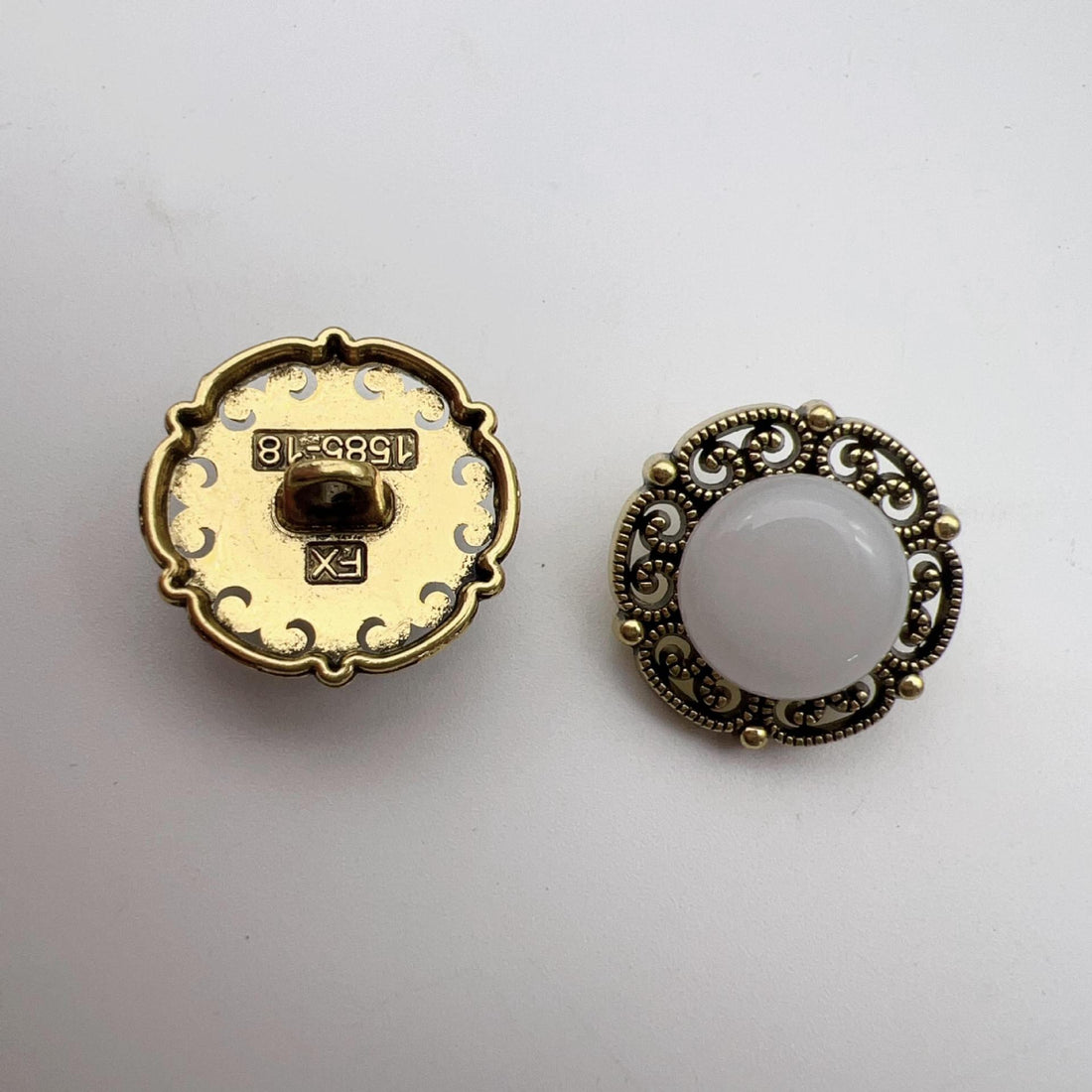 17.5mm Chinese Style Vintage Round Lace Metal Shank Buttons 50 Pack