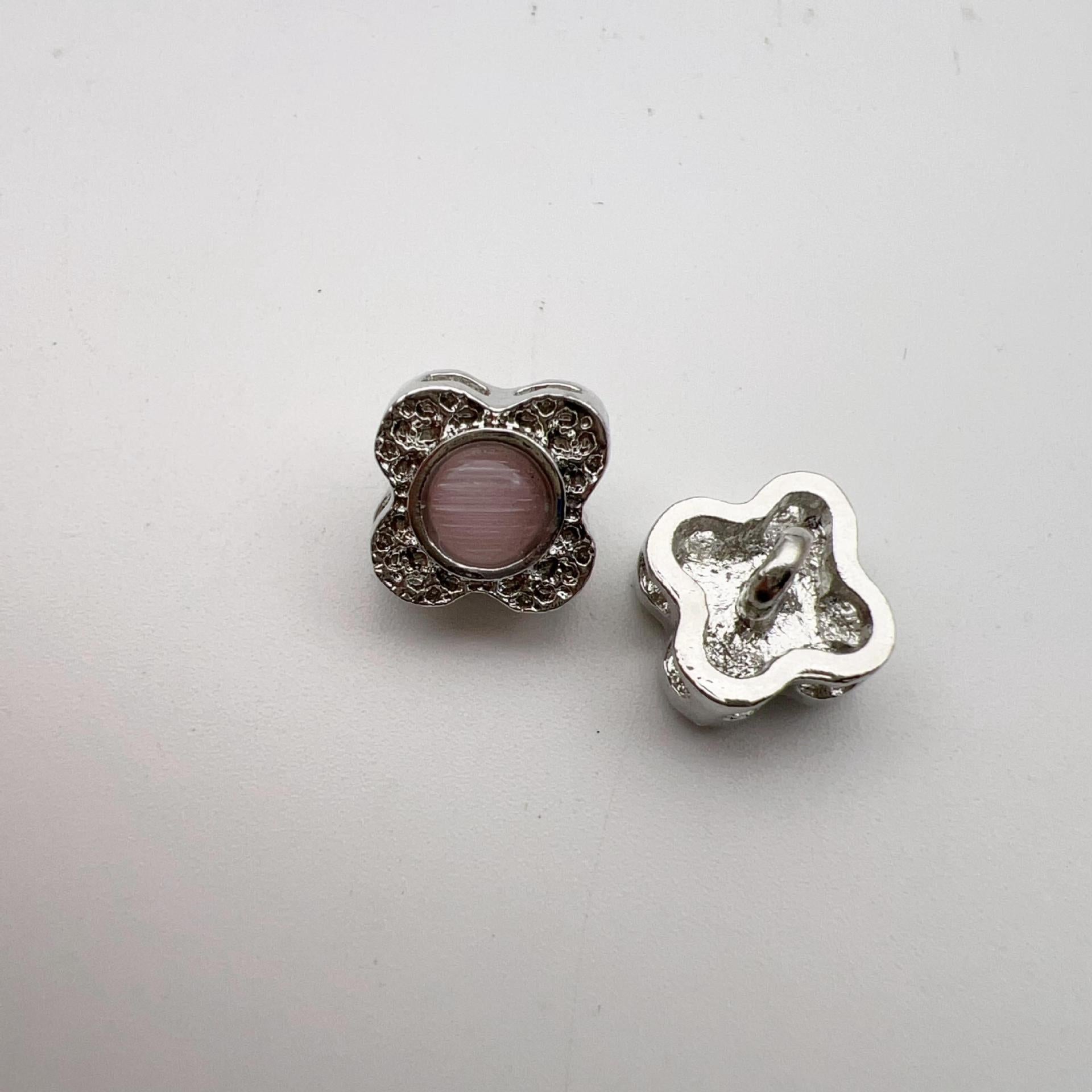 Botones de Metal Pulido de Flores Multi-Diamante de 12 mm, Paquete de 30