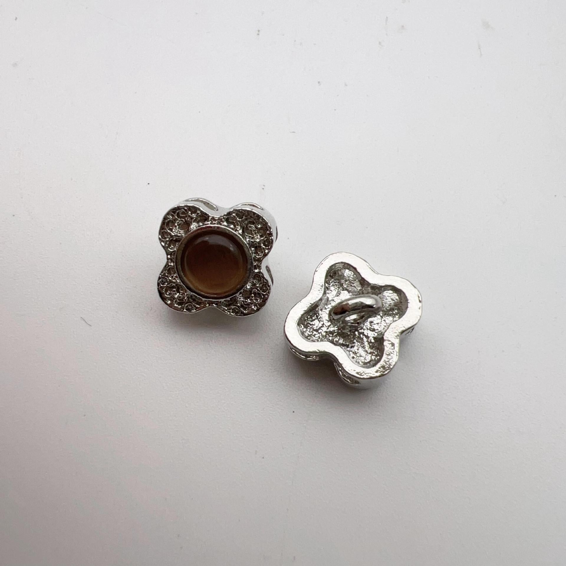 Botones de Metal Pulido de Flores Multi-Diamante de 12 mm, Paquete de 30