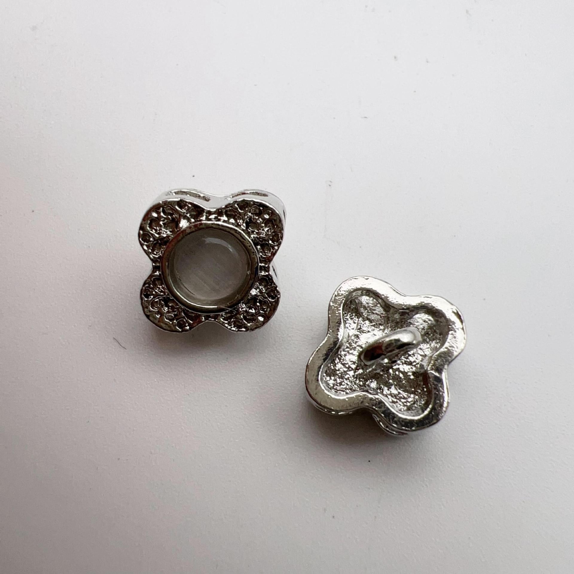 Botones de Metal Pulido de Flores Multi-Diamante de 12 mm, Paquete de 30