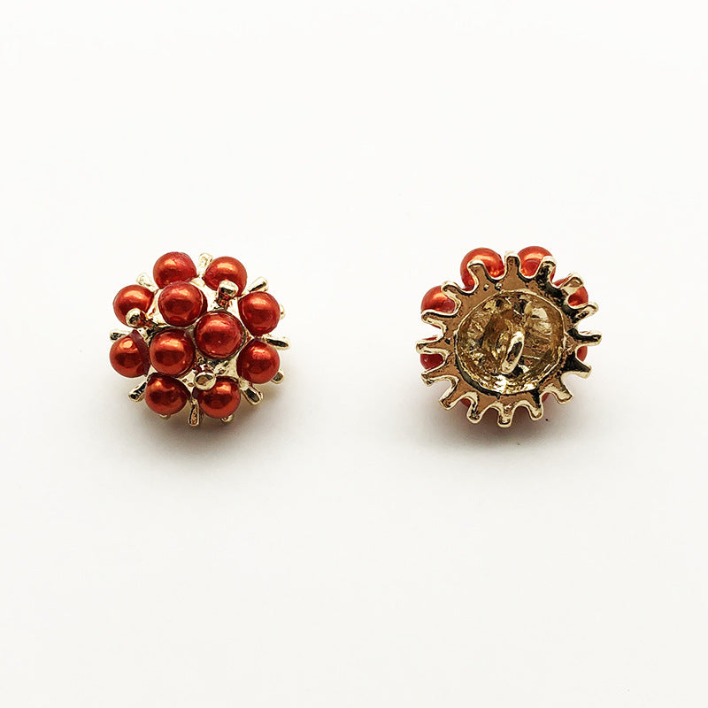 Botones de metal con vástago de girasol de 24L, blancos, negros, rojos, perlas, paquete de 48
