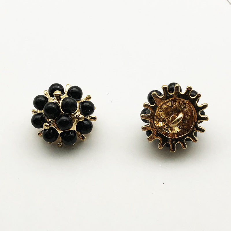 Botones de metal con vástago de girasol de 24L, blancos, negros, rojos, perlas, paquete de 48