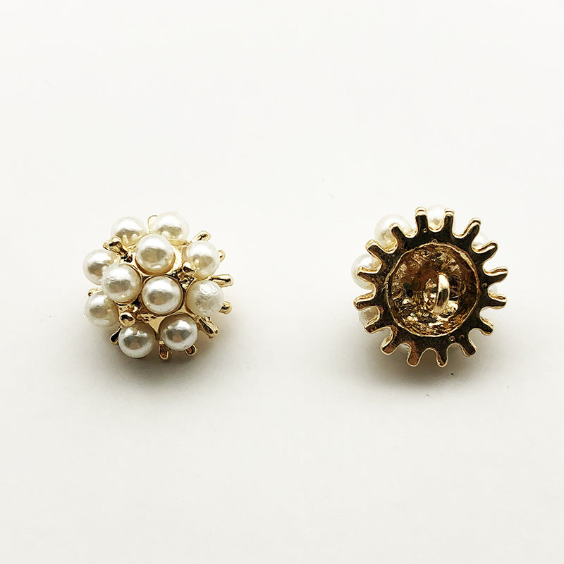 Botones de metal con vástago de girasol de 24L, blancos, negros, rojos, perlas, paquete de 48
