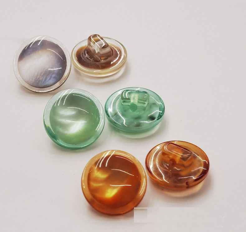 20L Domed Resin Shell Shank Buttons 5-Color 100 Pack