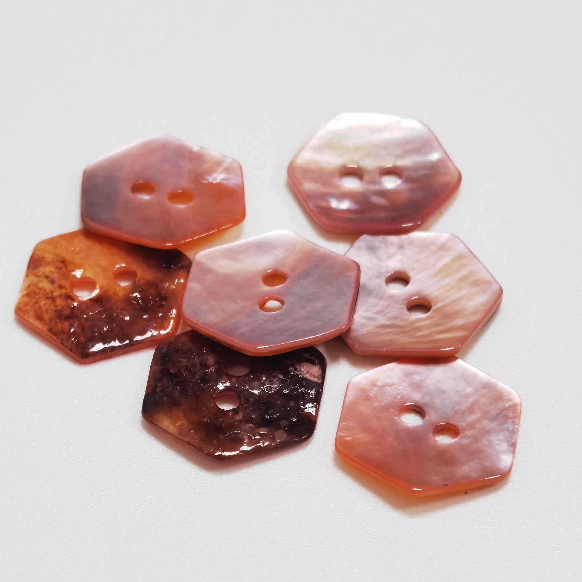 20L Hexagon 2-Hole Mother of Pearl Shell Buttons for Craft 99 Pack