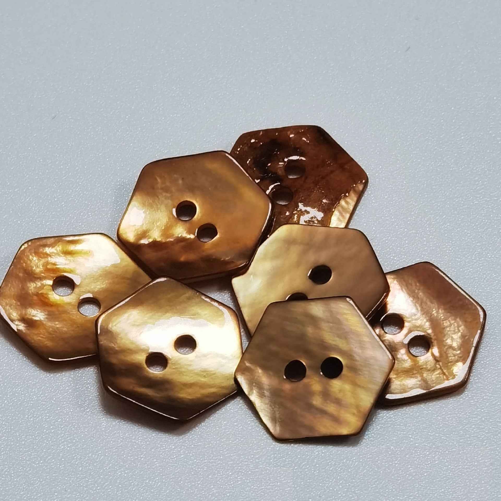 20L Hexagon 2-Hole Mother of Pearl Shell Buttons for Craft 99 Pack