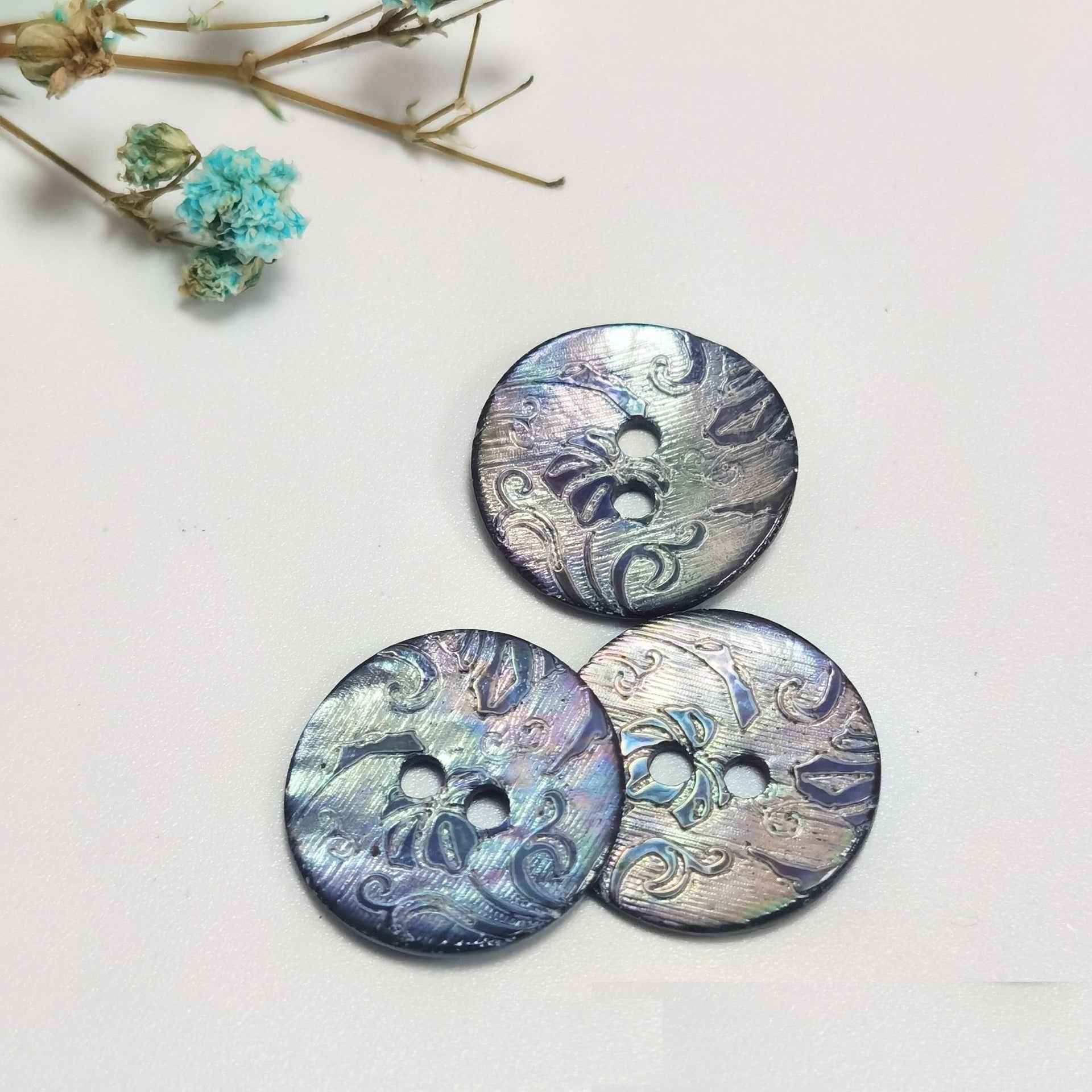 24L (15mm) Japanese Mother of Pearl Ash Gray Shell Buttons 100pcs