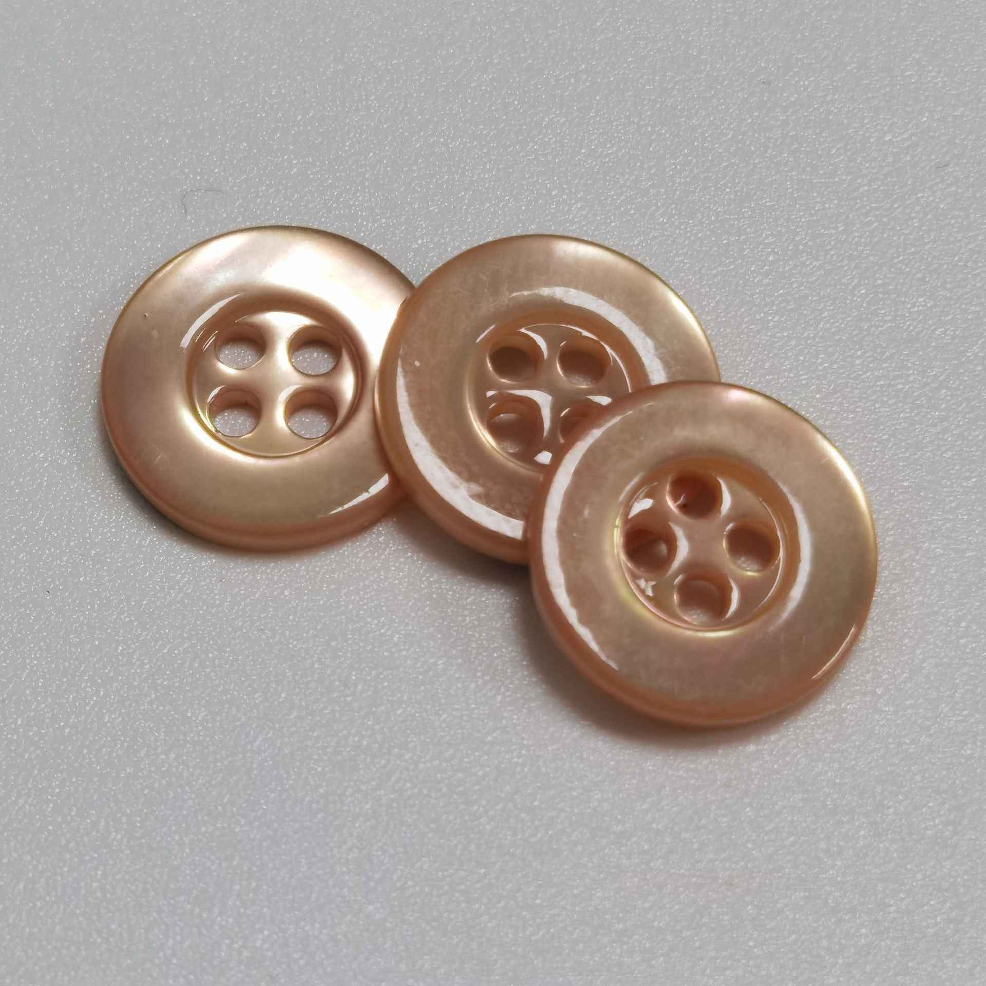 18L Orange Pink Wide-Rim 4-Hole Mother of Pearl Shell Buttons 100 Pack
