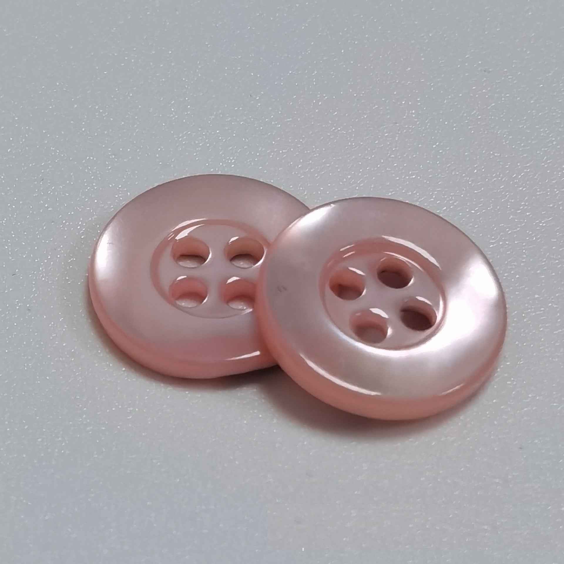 18L Orange Pink Wide-Rim 4-Hole Mother of Pearl Shell Buttons 100 Pack
