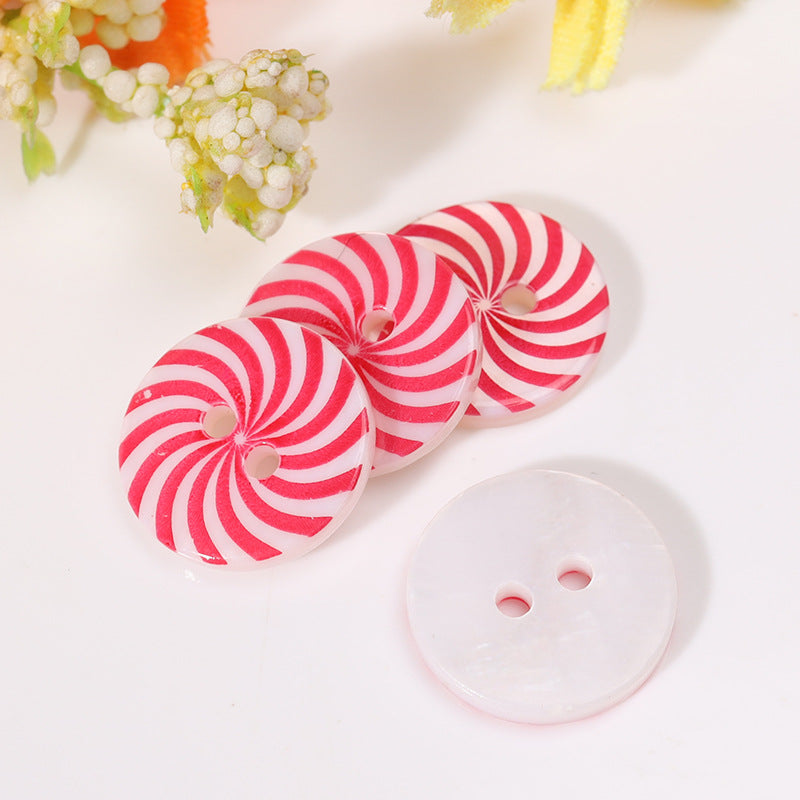Bottoni a guscio rotondi a due fori stampati rosa da 12,5 mm