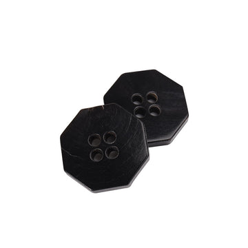 Bottoni in corno nero ottagonali a quattro fori da 20 mm 12PCS