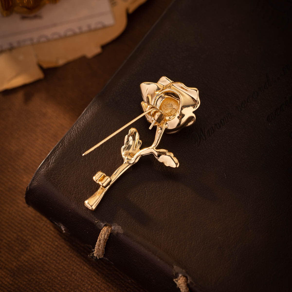 Golden Rose Brooch Corsage Lapel Pin 2pcs - Lots of Buttons