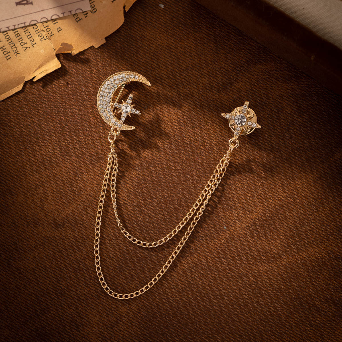 Creative Moon Chain Brooch - Gold and Silver 2-Piece Set - Lots of Buttons