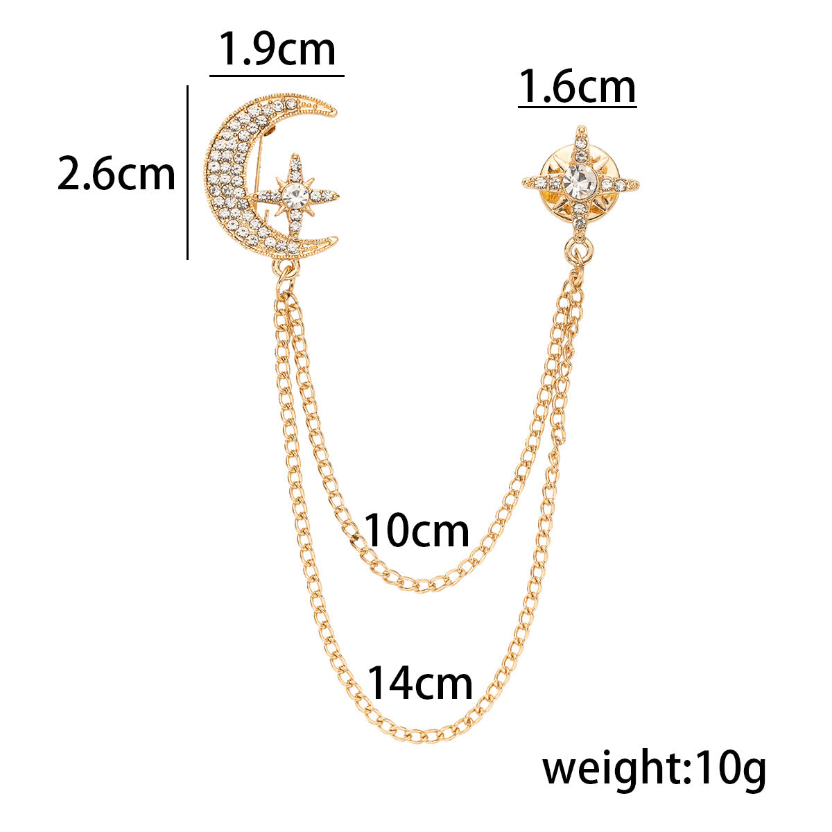 Creative Moon Chain Brooch - Gold and Silver 2-Piece Set - Lots of Buttons