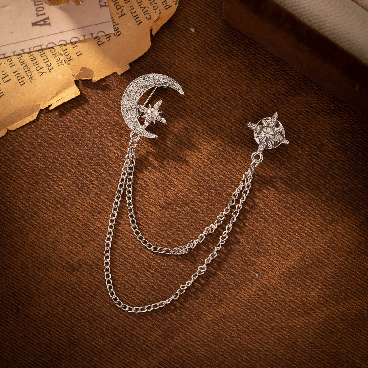 Creative Moon Chain Brooch - Gold and Silver 2-Piece Set - Lots of Buttons