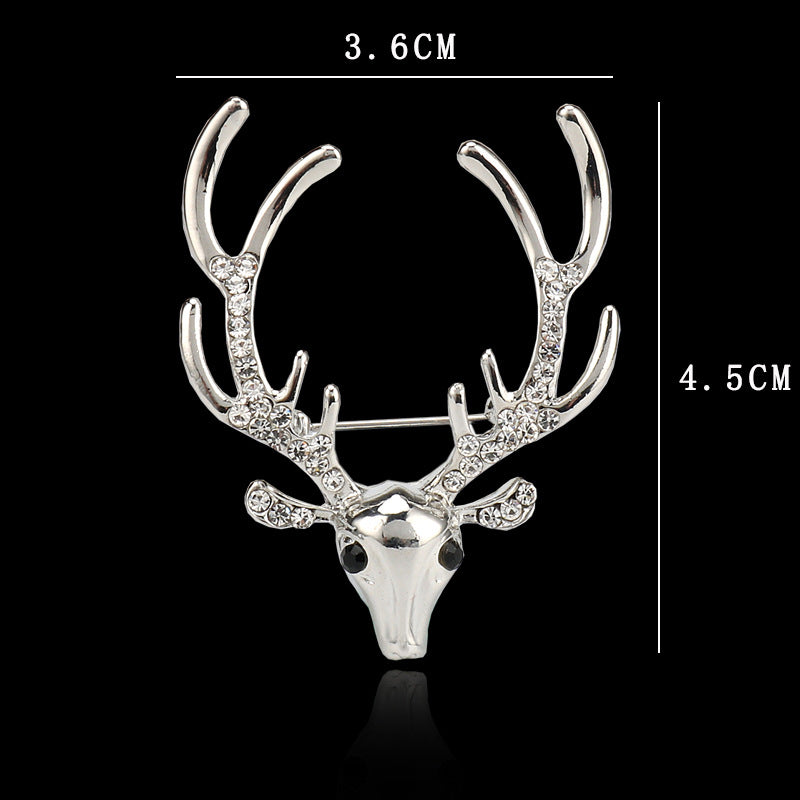 Christmas Rhinestone Reindeer Metal Pin Brooch for Suits 3pcs - Lots of Buttons