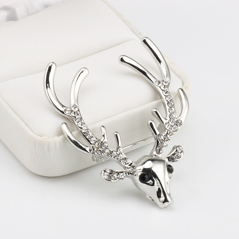 Christmas Rhinestone Reindeer Metal Pin Brooch for Suits 3pcs - Lots of Buttons
