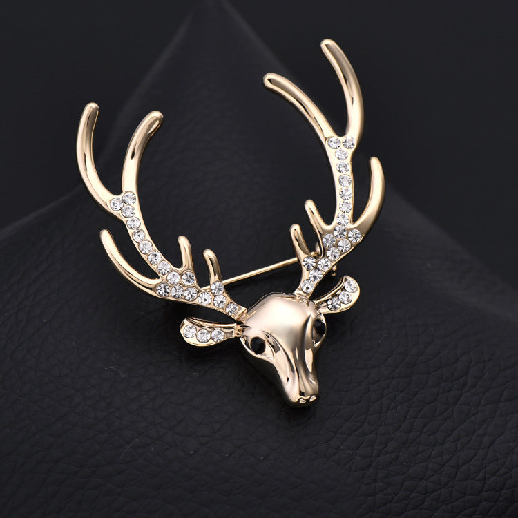 Christmas Rhinestone Reindeer Metal Pin Brooch for Suits 3pcs - Lots of Buttons