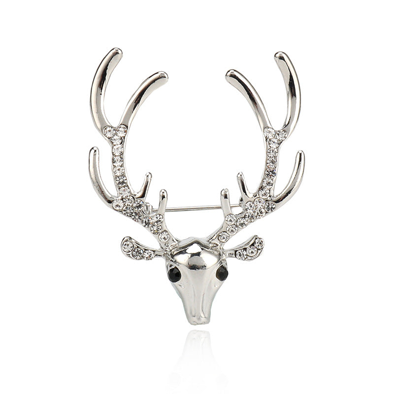 Christmas Rhinestone Reindeer Metal Pin Brooch for Suits 3pcs - Lots of Buttons