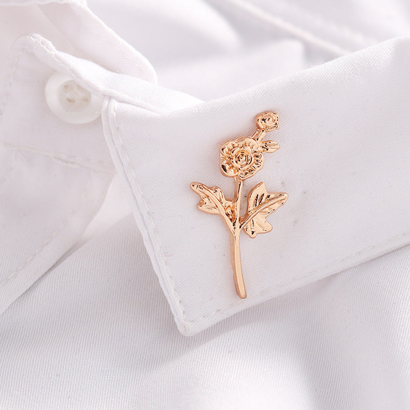 Metal Branch and Flower Badge Brooch Pin 8pcs - Lots of Buttons