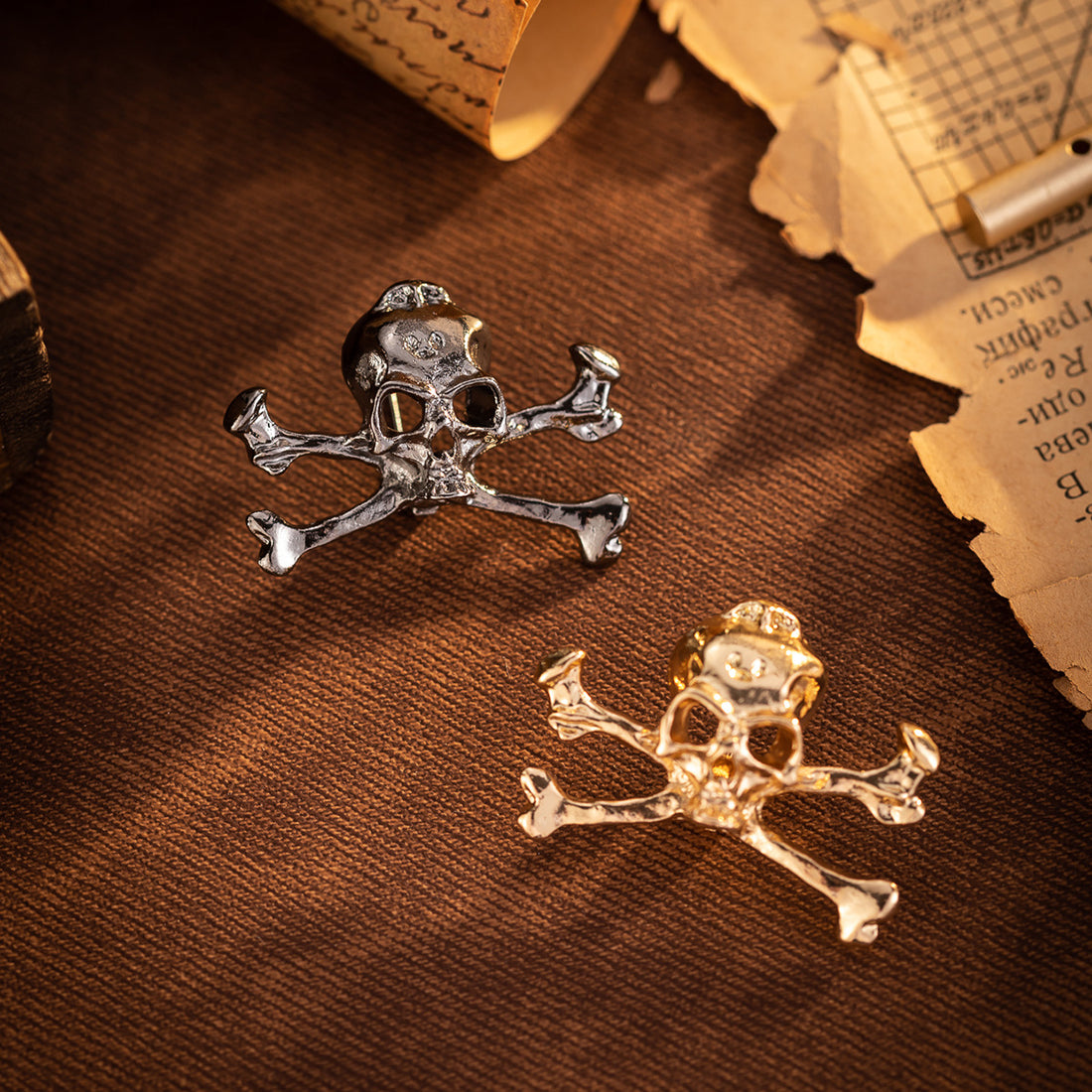Punk Skeleton Skull Metal Brooch Medal Pin for Men Suit 5pcs - Lots of Buttons