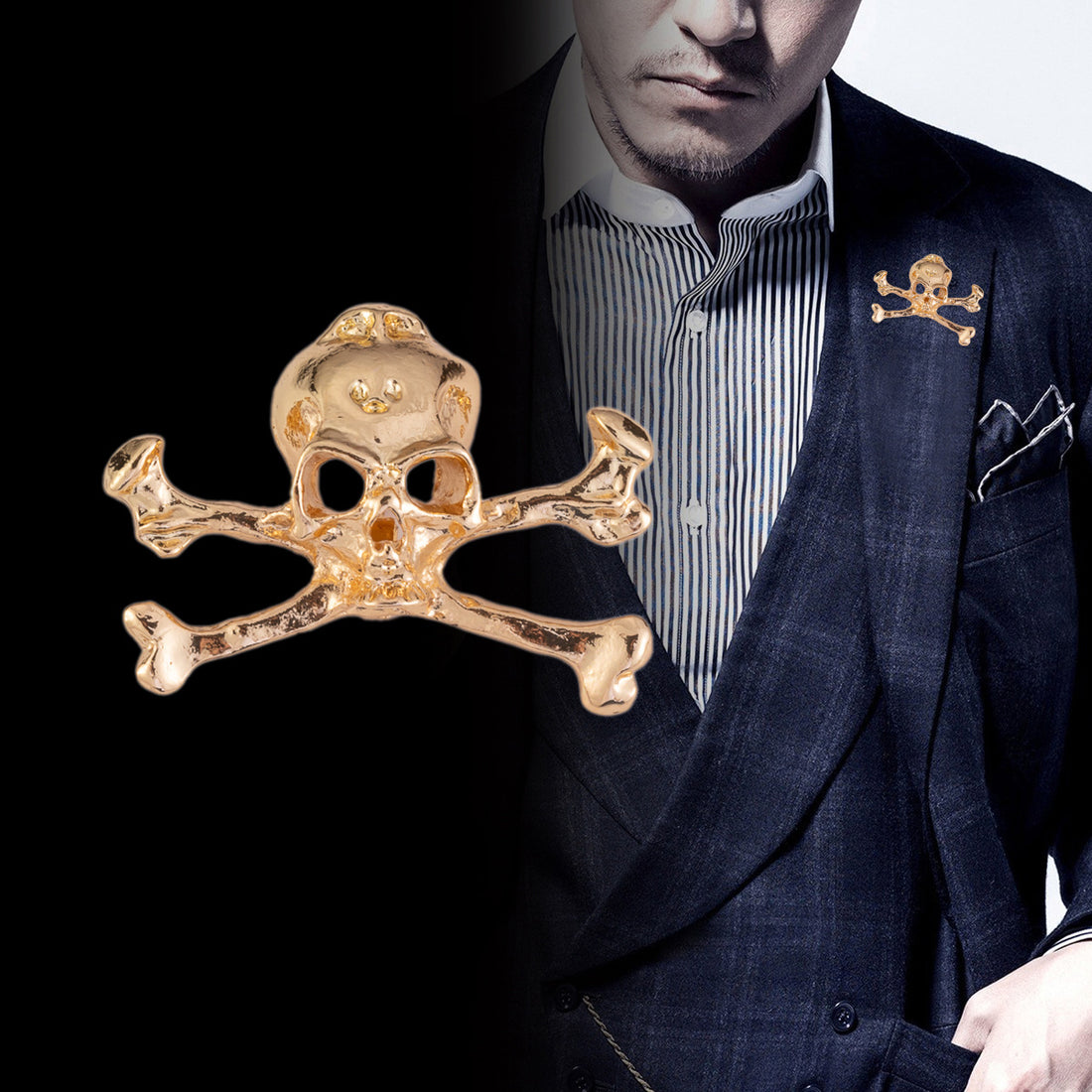 Punk Skeleton Skull Metal Brooch Medal Pin for Men Suit 5pcs - Lots of Buttons