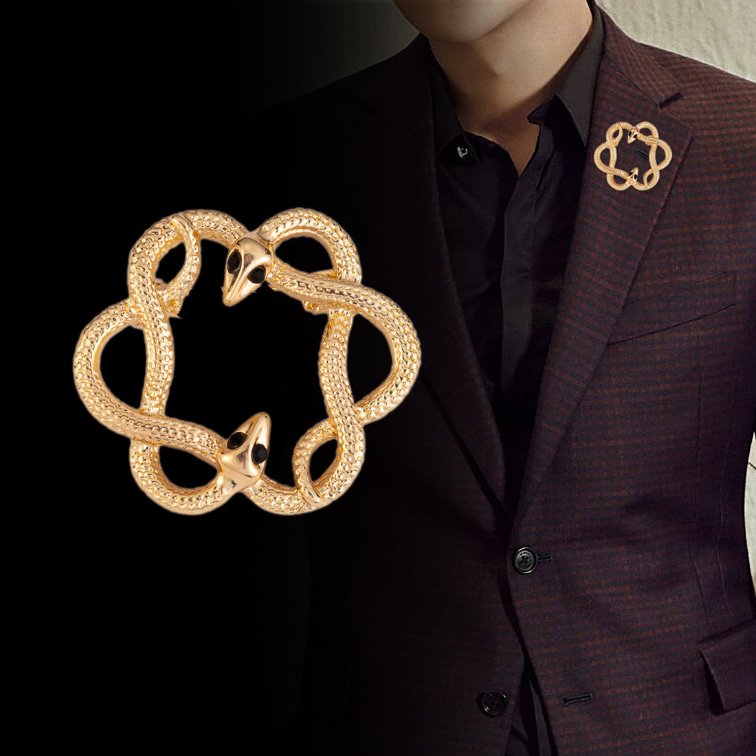 Retro Gold and Silver Flower and Snake Metal Brooch 4pcs - Lots of Buttons