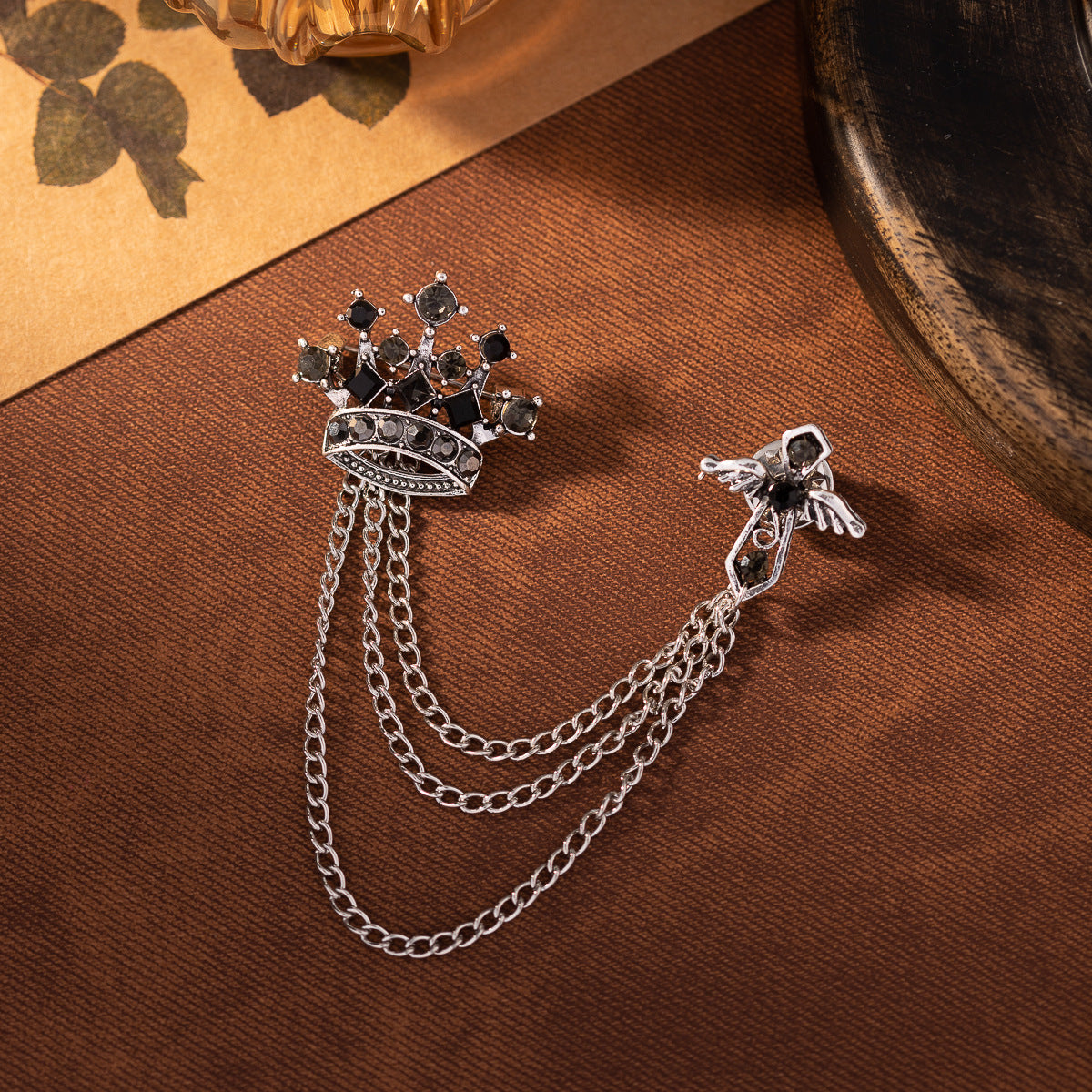 Men's Crown Chain Metal Brooch Pin 3pcs - Lots of Buttons