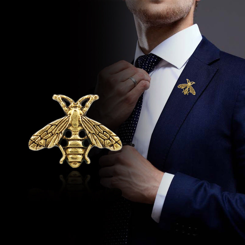 Retro Bee-Shaped Brooch Pin Decorative Badge for Men's Suits 12pcs - Lots of Buttons