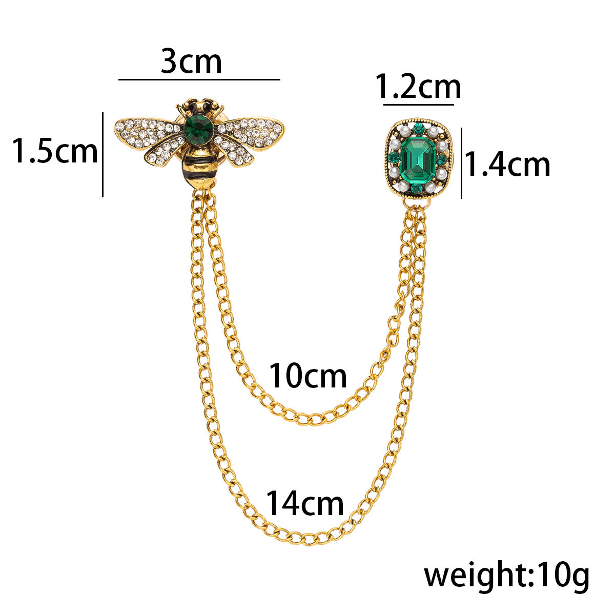 Bee Tassel Diamond-Inlaid Emerald Brooch for Women Suit 2 Pack - Lots of Buttons