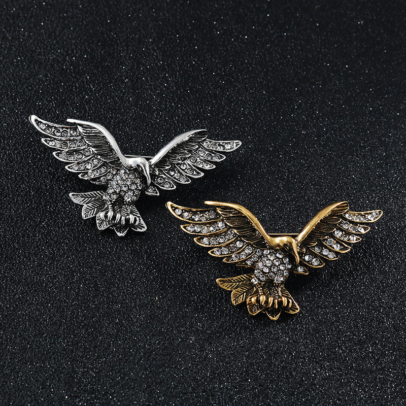 Retro Gold Silver Eagle Spreading Wings Diamond Brooch 2 Pack - Lots of Buttons