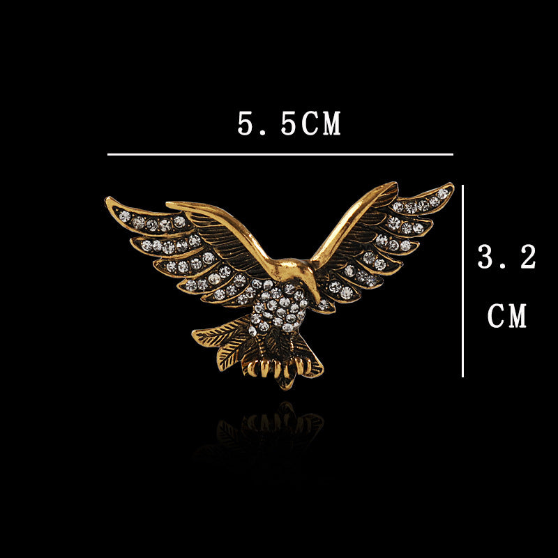 Retro Gold Silver Eagle Spreading Wings Diamond Brooch 2 Pack - Lots of Buttons