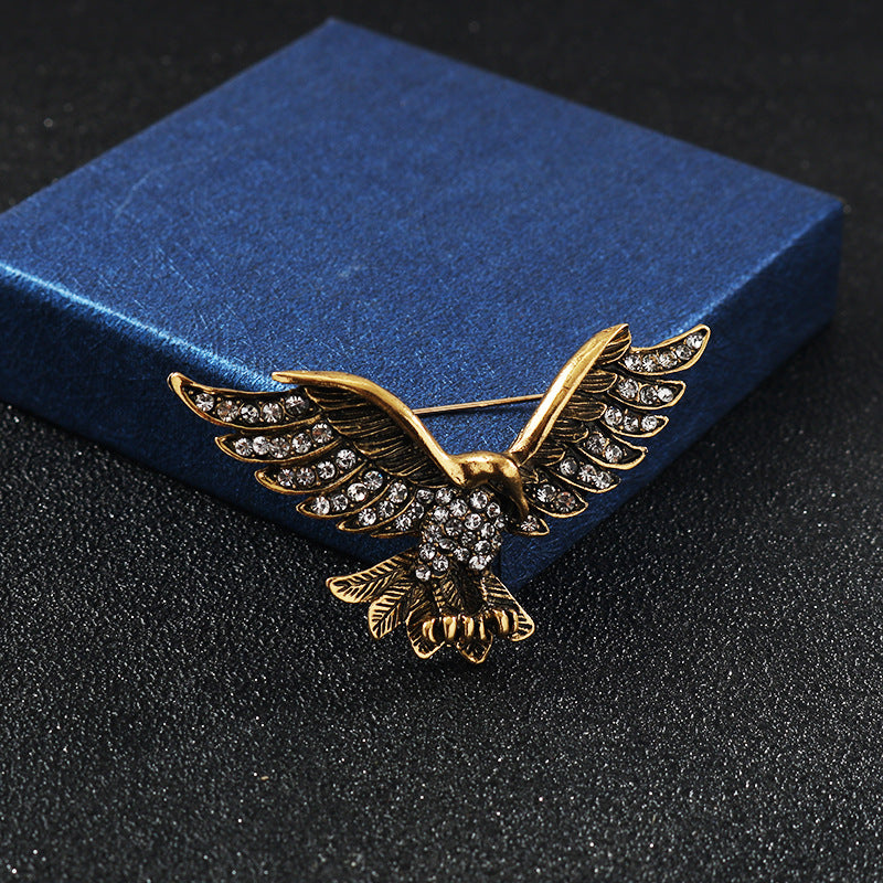 Retro Gold Silver Eagle Spreading Wings Diamond Brooch 2 Pack - Lots of Buttons
