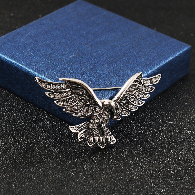 Retro Gold Silver Eagle Spreading Wings Diamond Brooch 2 Pack - Lots of Buttons