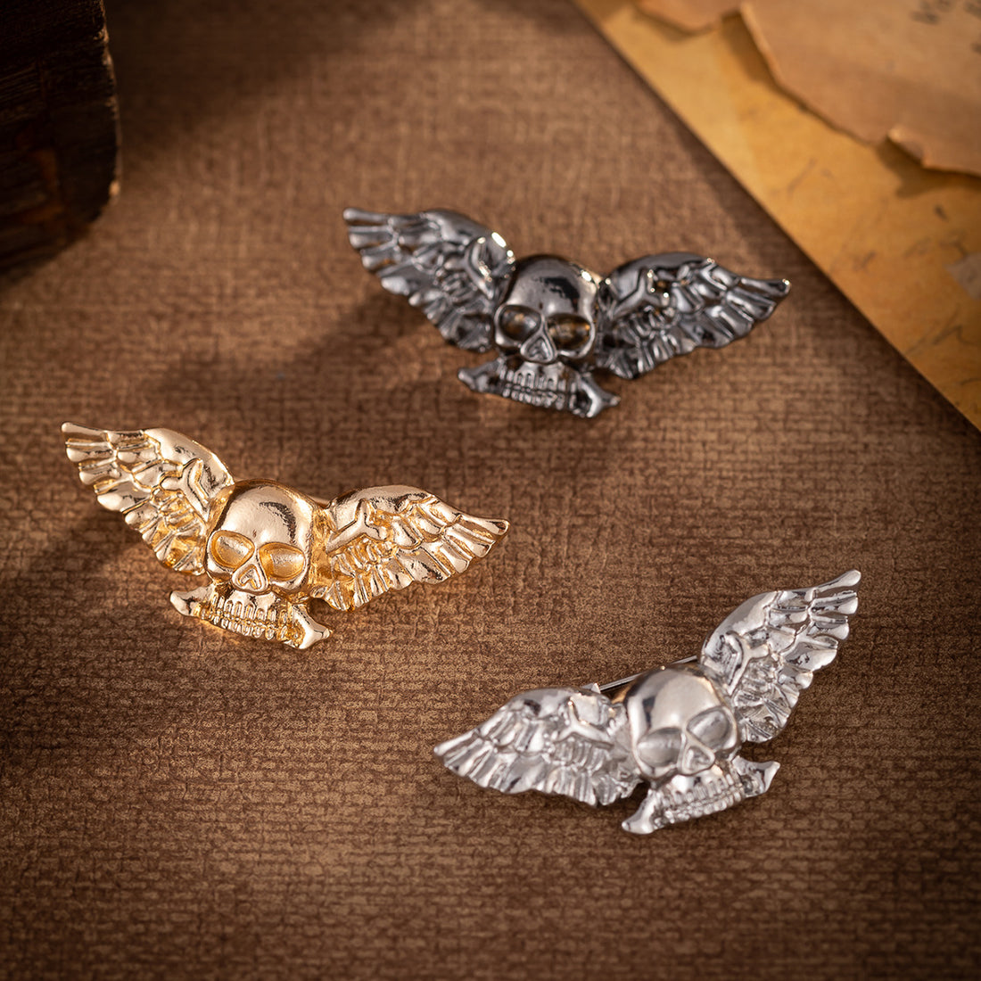Retro Creative Winged Skull Fashion Brooch 3 Pack - Lots of Buttons