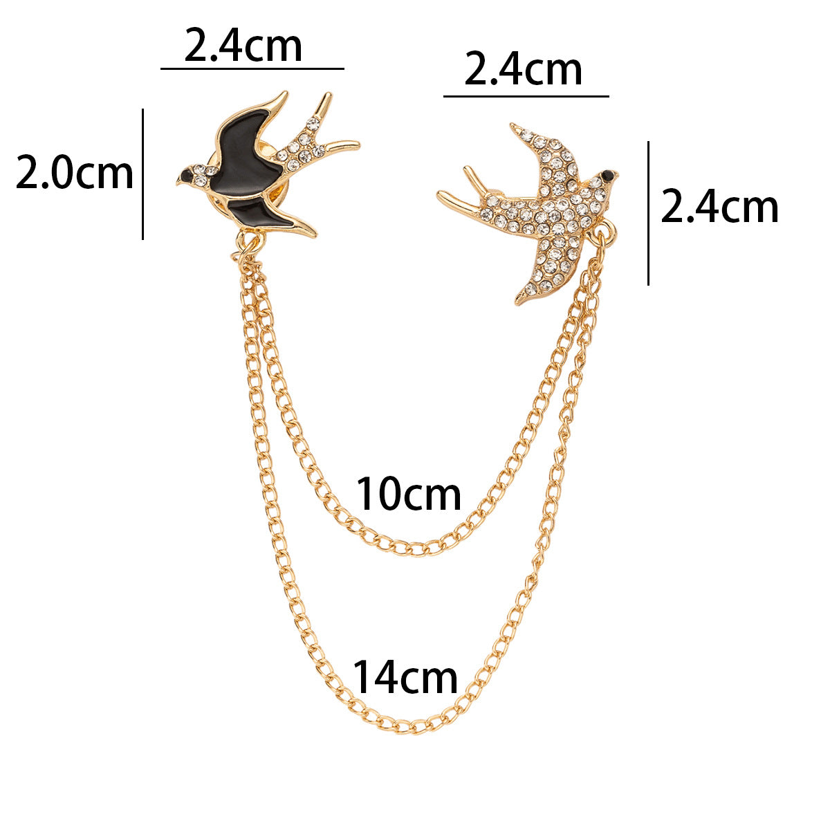 Flying Swallows Chain Metal Brooch Pin for Women Fashion Suit 2 Pack - Lots of Buttons