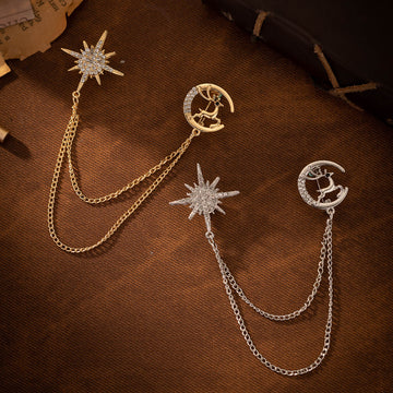 Starry Deer Chain Brooch - Light Luxury Pin 2 Pack - Lots of Buttons