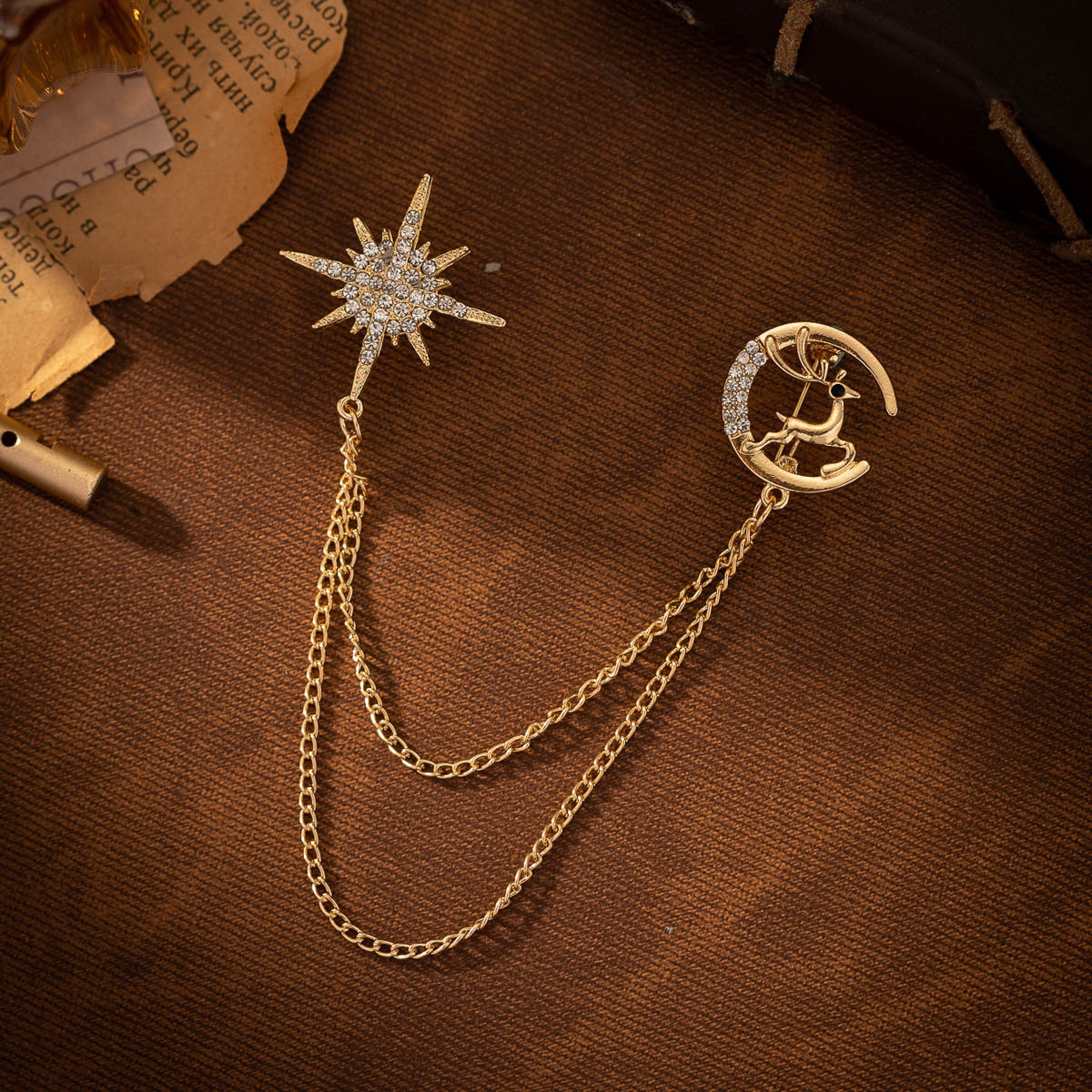 Starry Deer Chain Brooch - Light Luxury Pin 2 Pack - Lots of Buttons