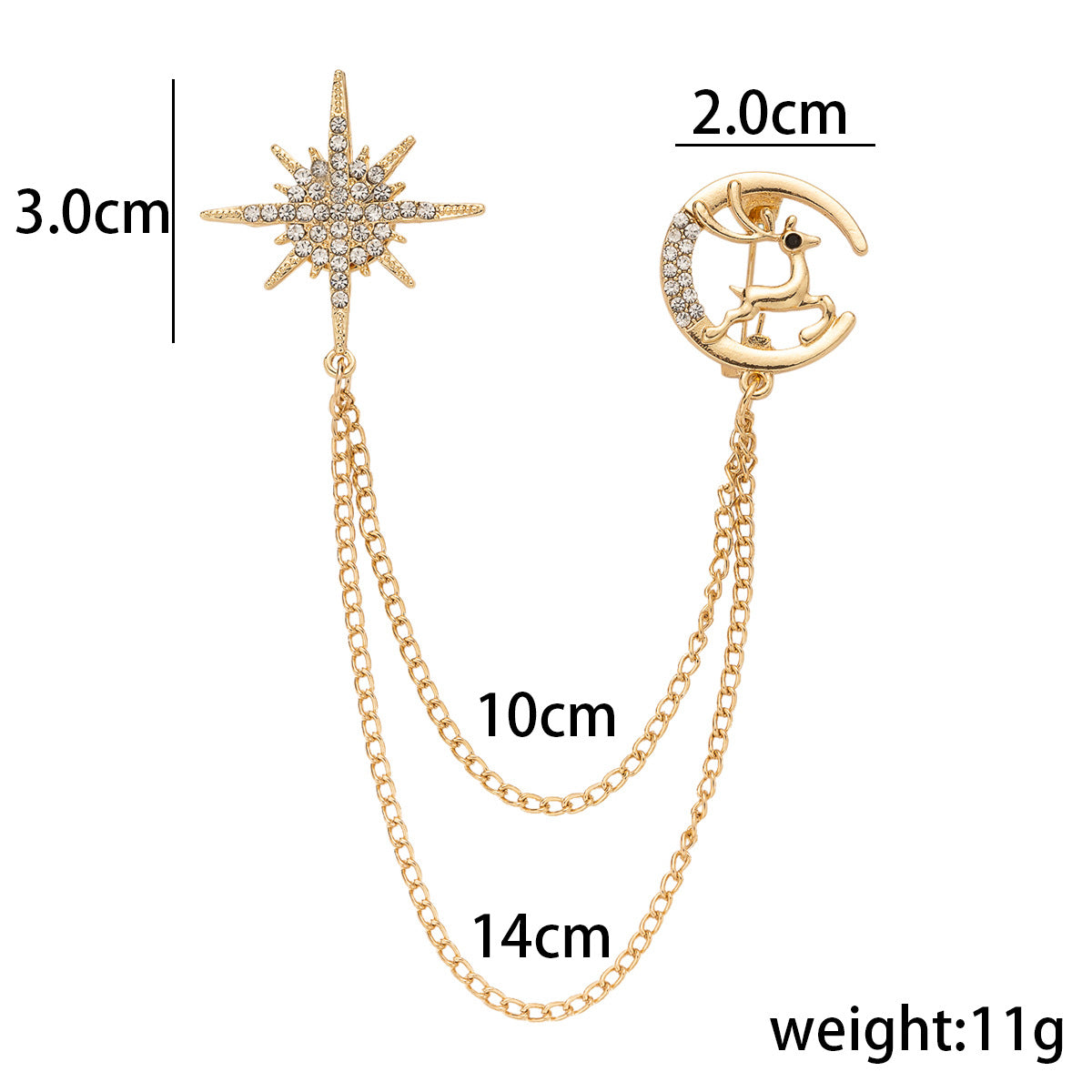 Starry Deer Chain Brooch - Light Luxury Pin 2 Pack - Lots of Buttons