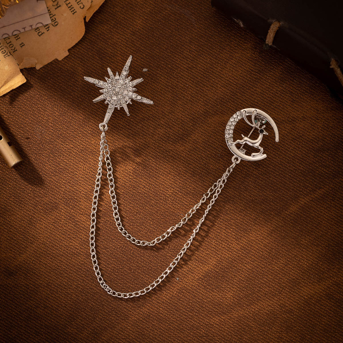 Starry Deer Chain Brooch - Light Luxury Pin 2 Pack - Lots of Buttons