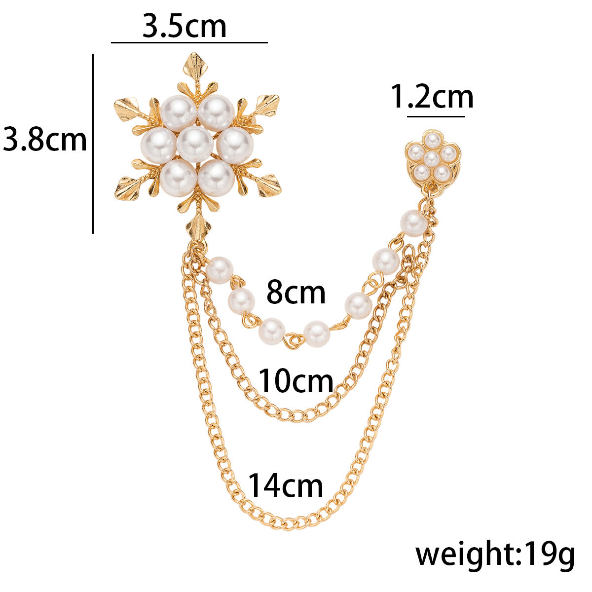 Fashion Clothing Tassel Chain Snowflake Pearl Brooch 2 Pack - Lots of Buttons