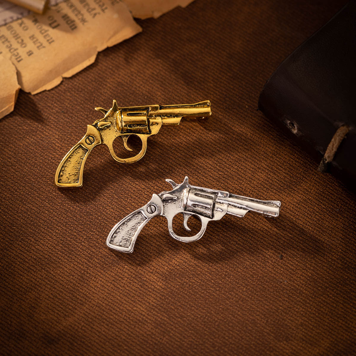 Retro Gold and Silver Revolver Brooch 4 Pack - Lots of Buttons